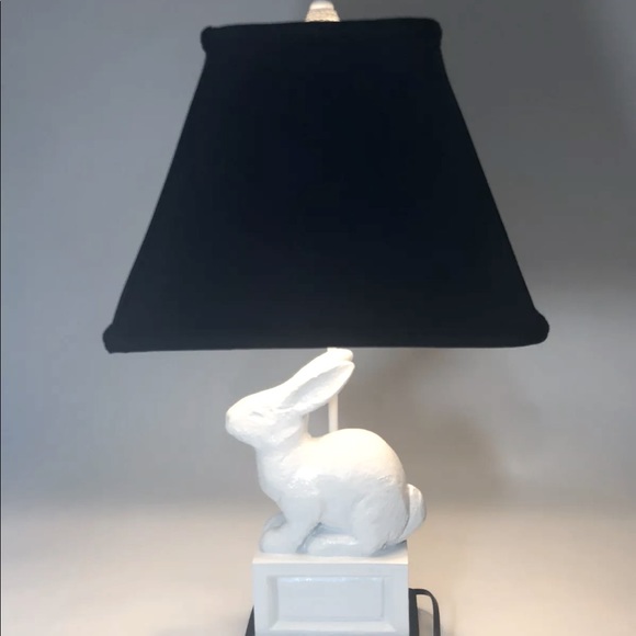 UTTERMOST white bunny lamp black linen lampshade - Picture 1 of 12